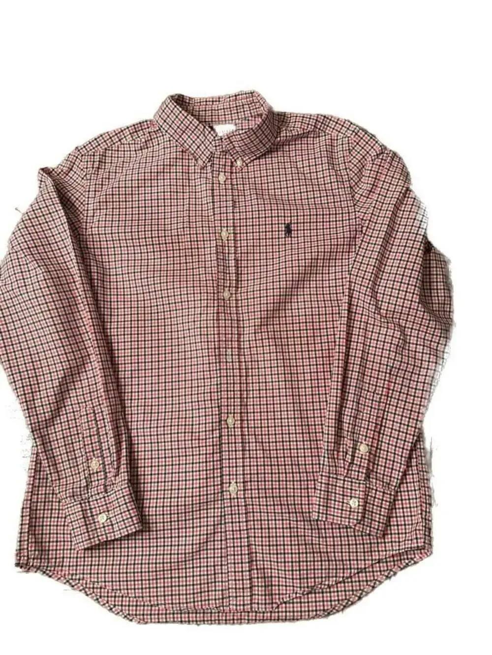 Ralph Lauren Long Sleeve Red and Blue Gingham Button Down Shirt  H1098